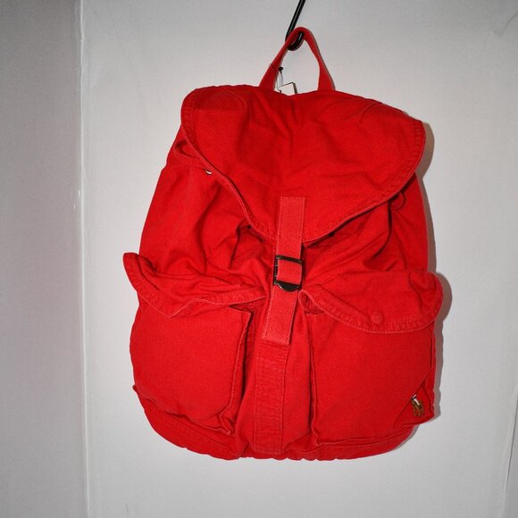 Men's Flap-Top Canvas Backpack in Red #405967597004 NWT - Picture 1 of 5